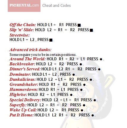 cheat codes for nba street ps2